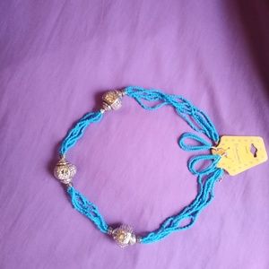 Aqua colored beaded necklace and earring set